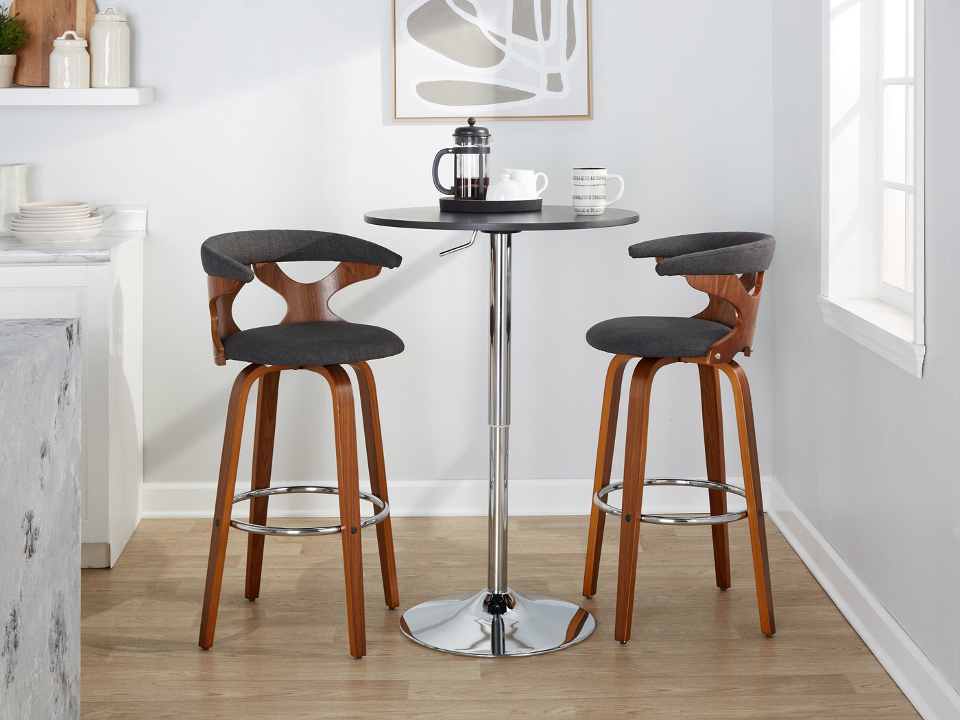 Wyndmoor III Charcoal Swivel Barstool, Set of 2 - Thumbnail - Image 5