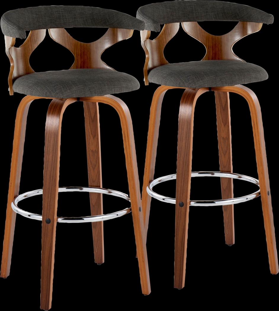 Wyndmoor III Charcoal Swivel Barstool, Set of 2 - Thumbnail - Image 1