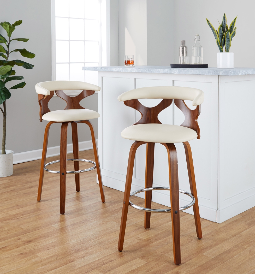 Wyndmoor III Cream Swivel Barstool, Set of 2 - Thumbnail - Image 2