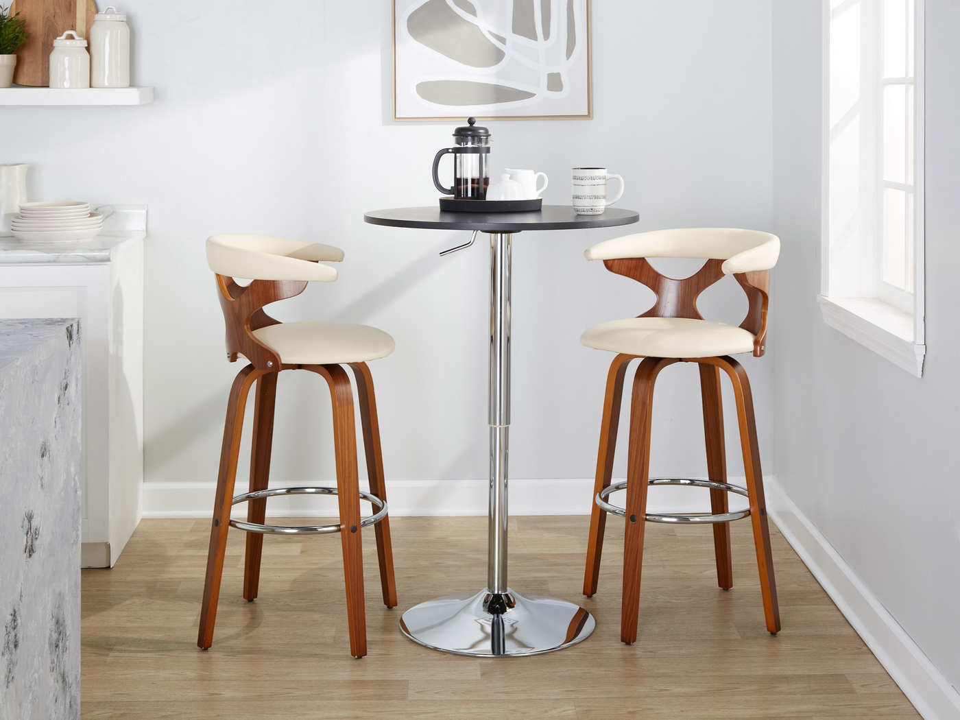 Wyndmoor III Cream Swivel Barstool, Set of 2 - Thumbnail - Image 4