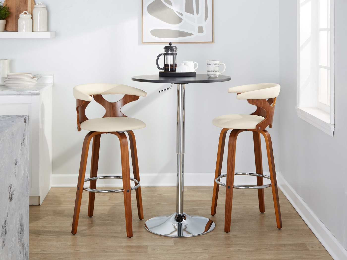 Wyndmoor III Cream Swivel Barstool, Set of 2 - Thumbnail - Image 5
