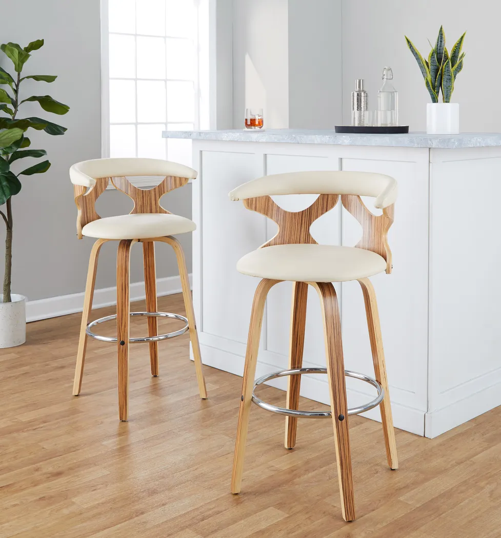 Wyndmoor V Cream Swivel Barstool, Set of 2 - Thumbnail - Image 2