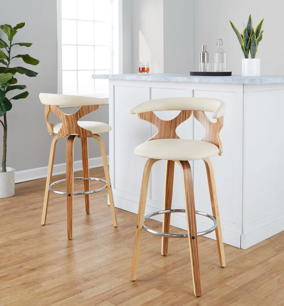 Wyndmoor V Cream Swivel Barstool, Set of 2 - Thumbnail - Image 3