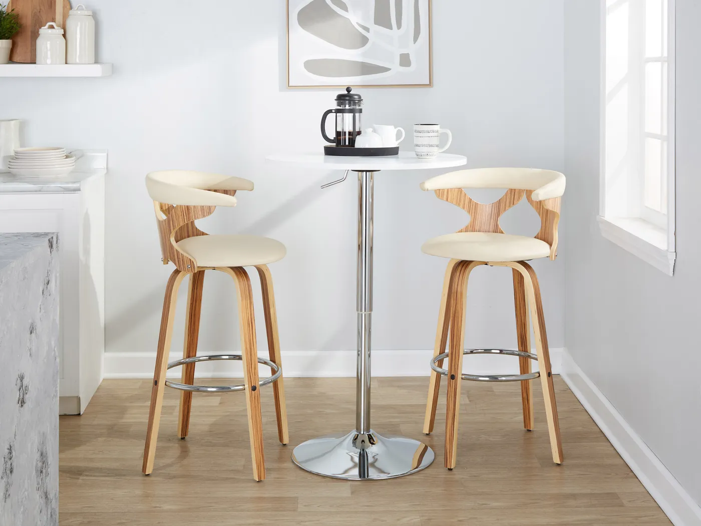 Wyndmoor V Cream Swivel Barstool, Set of 2 - Thumbnail - Image 5