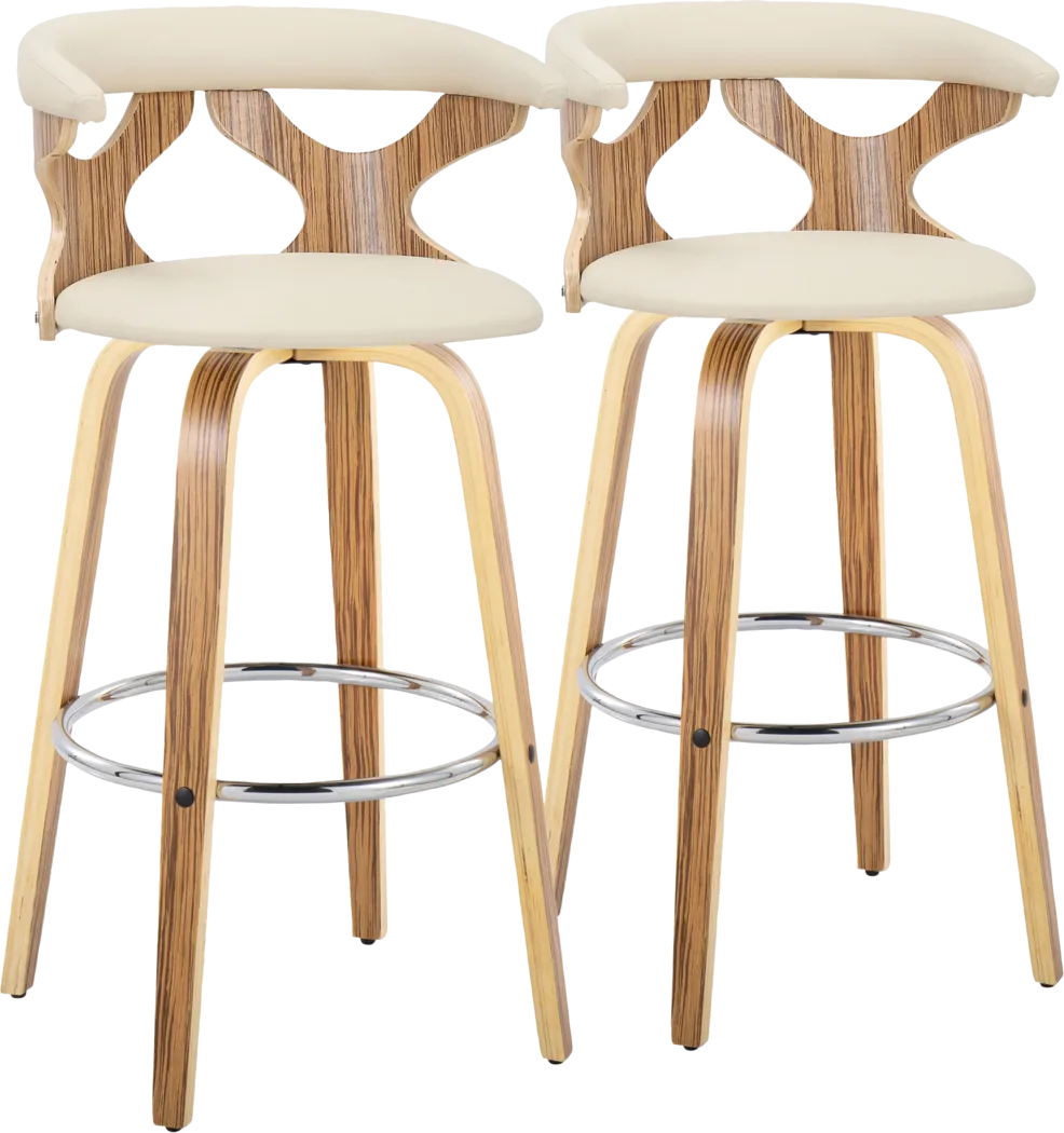 Wyndmoor V Cream Swivel Barstool, Set of 2 - Thumbnail - Image 1