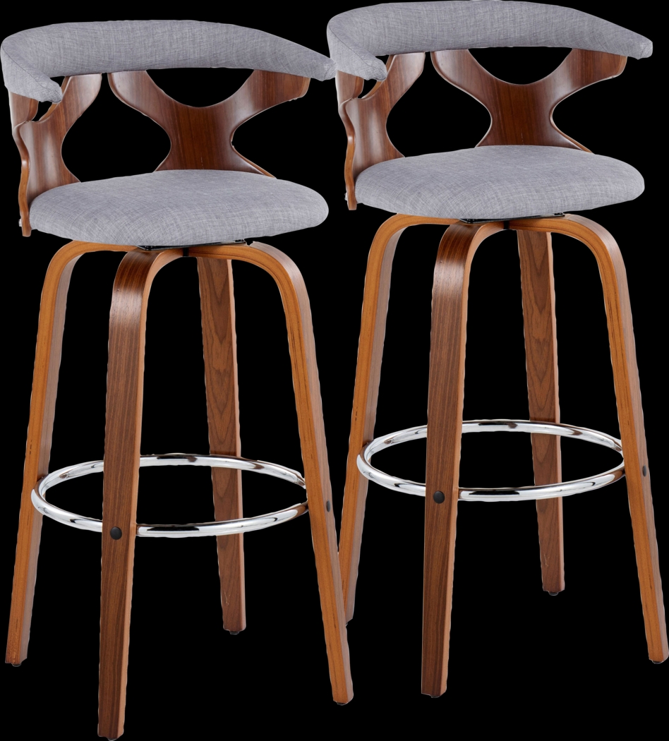 Wyndmoor III Light Gray Swivel Barstool, Set of 2 - Thumbnail - Image 1