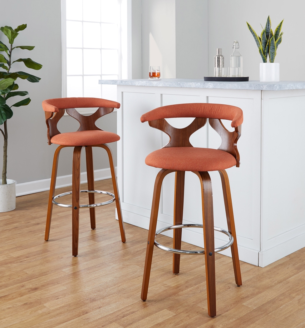 Wyndmoor III Orange Swivel Barstool, Set of 2 - Thumbnail - Image 2