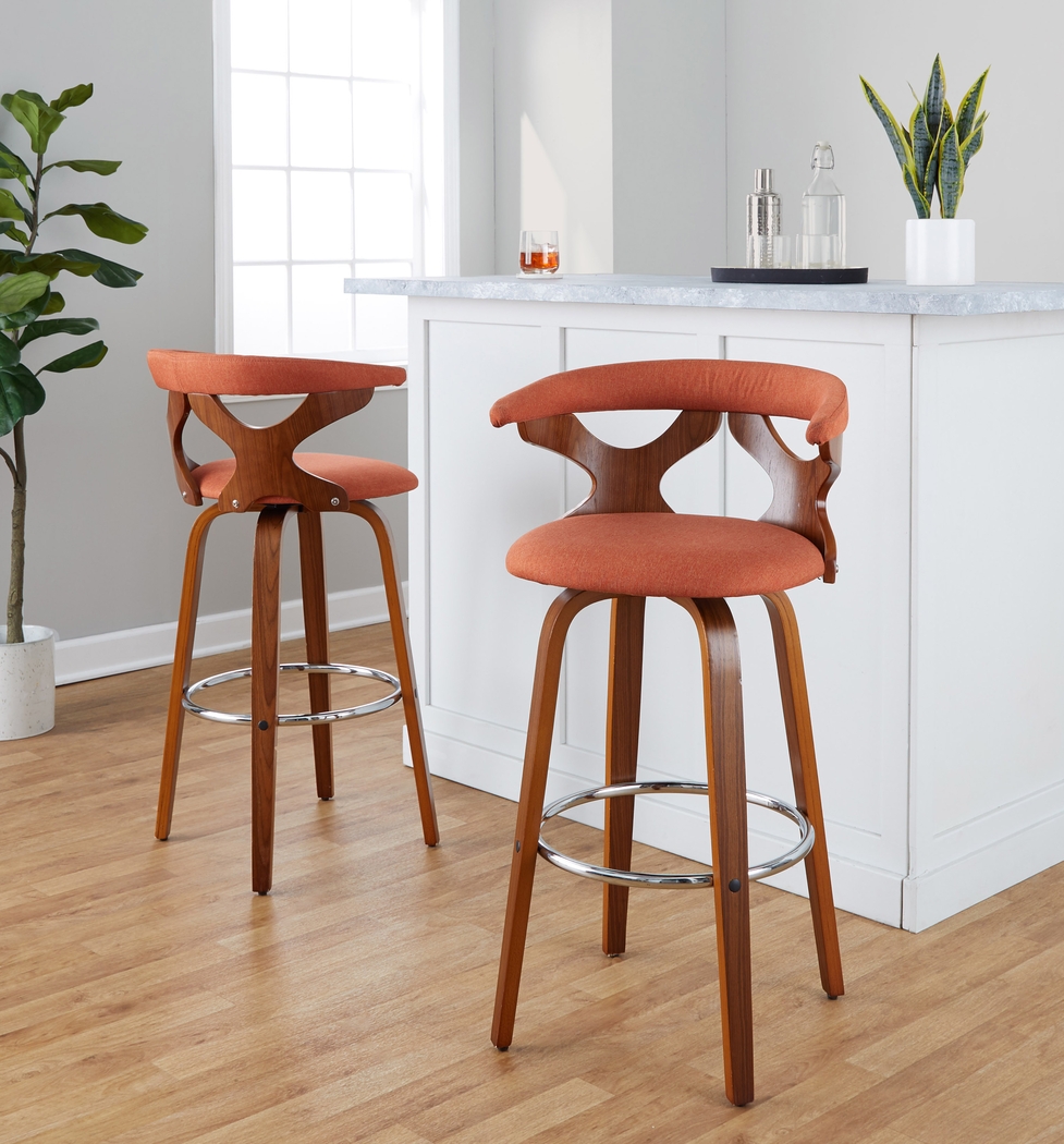 Wyndmoor III Orange Swivel Barstool, Set of 2 - Thumbnail - Image 3