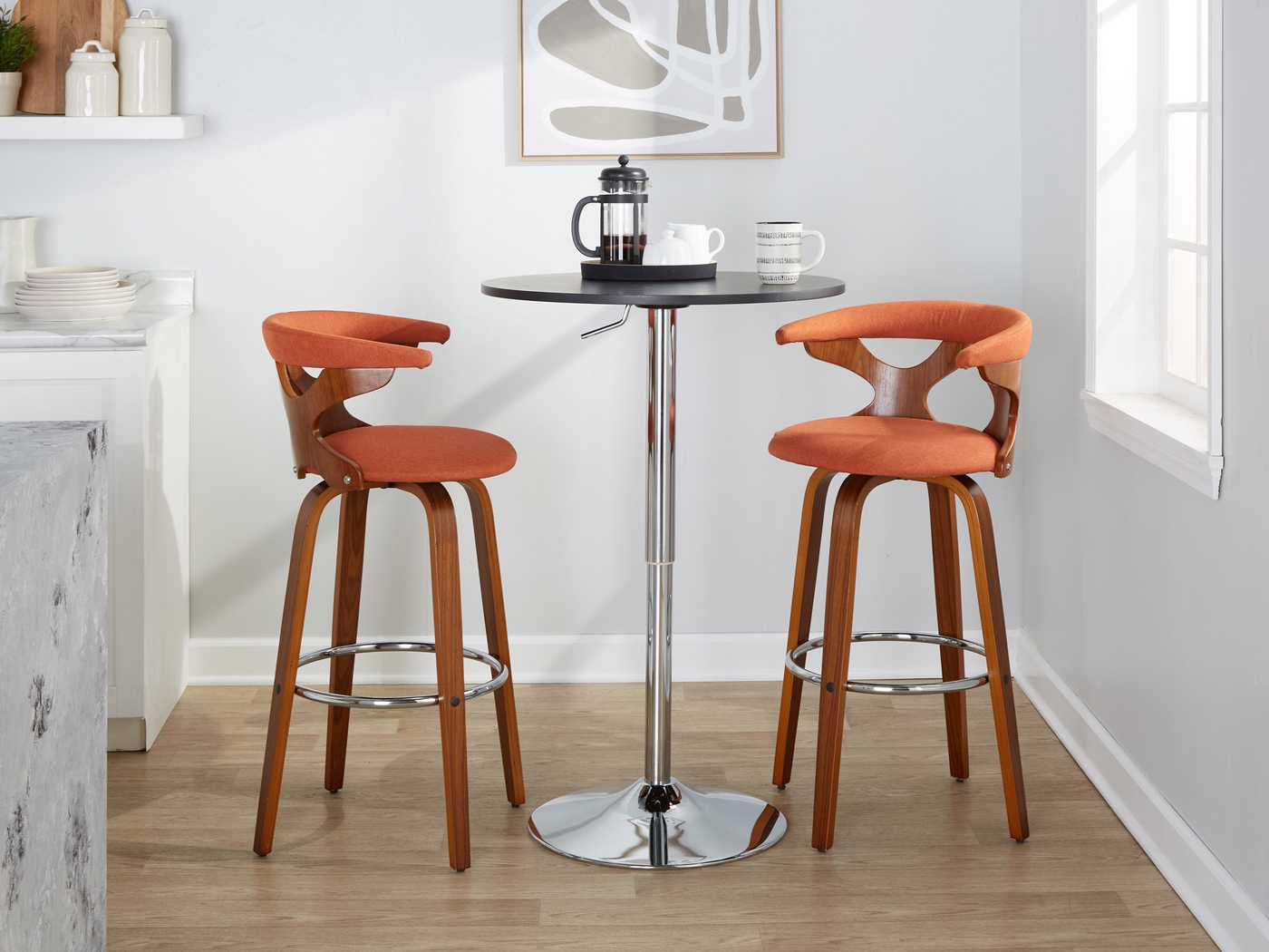 Wyndmoor III Orange Swivel Barstool, Set of 2 - Thumbnail - Image 4