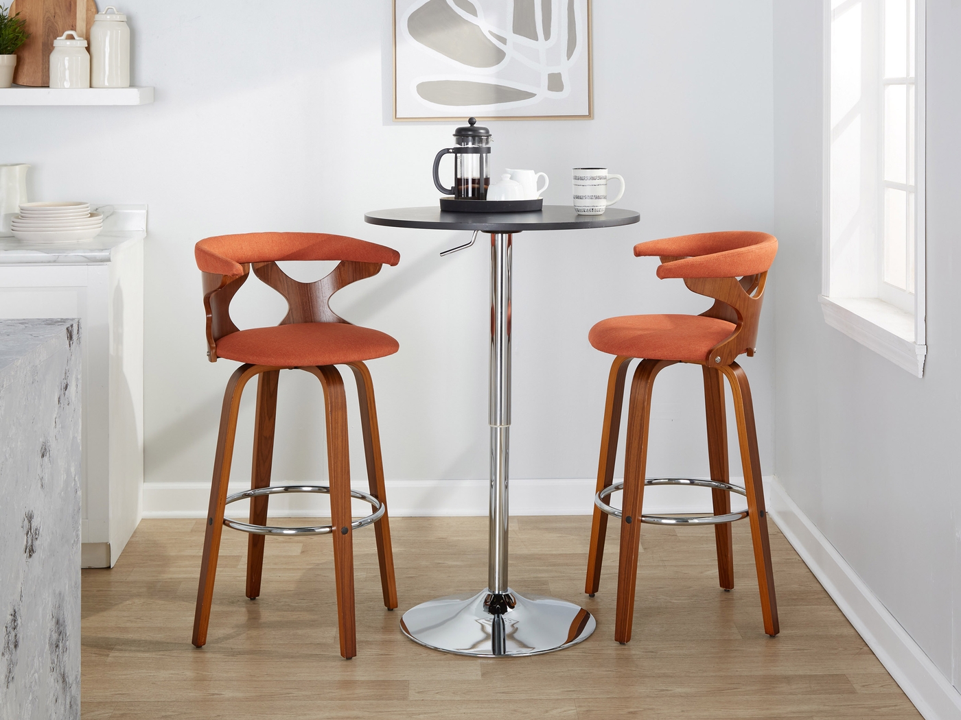Wyndmoor III Orange Swivel Barstool, Set of 2 - Thumbnail - Image 5