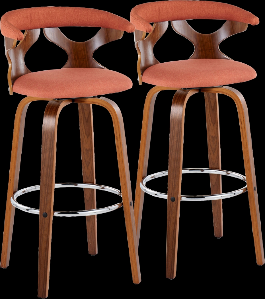 Wyndmoor III Orange Swivel Barstool, Set of 2 - Thumbnail - Image 1