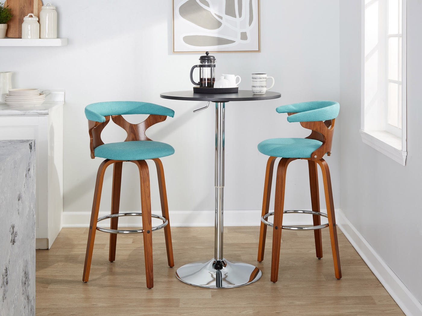 Wyndmoor III Teal Swivel Barstool, Set of 2 - Thumbnail - Image 5
