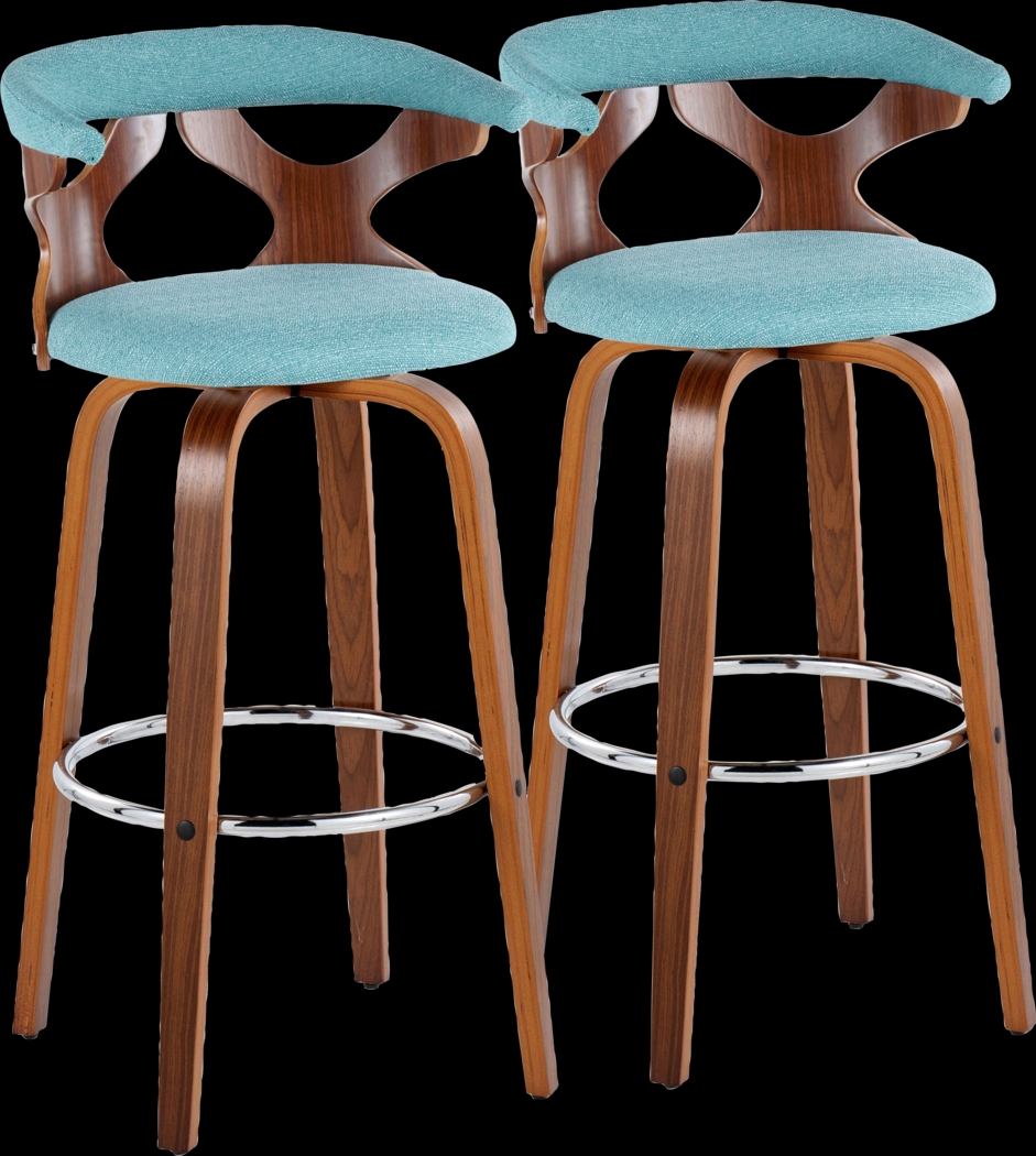 Wyndmoor III Teal Swivel Barstool, Set of 2 - Thumbnail - Image 1