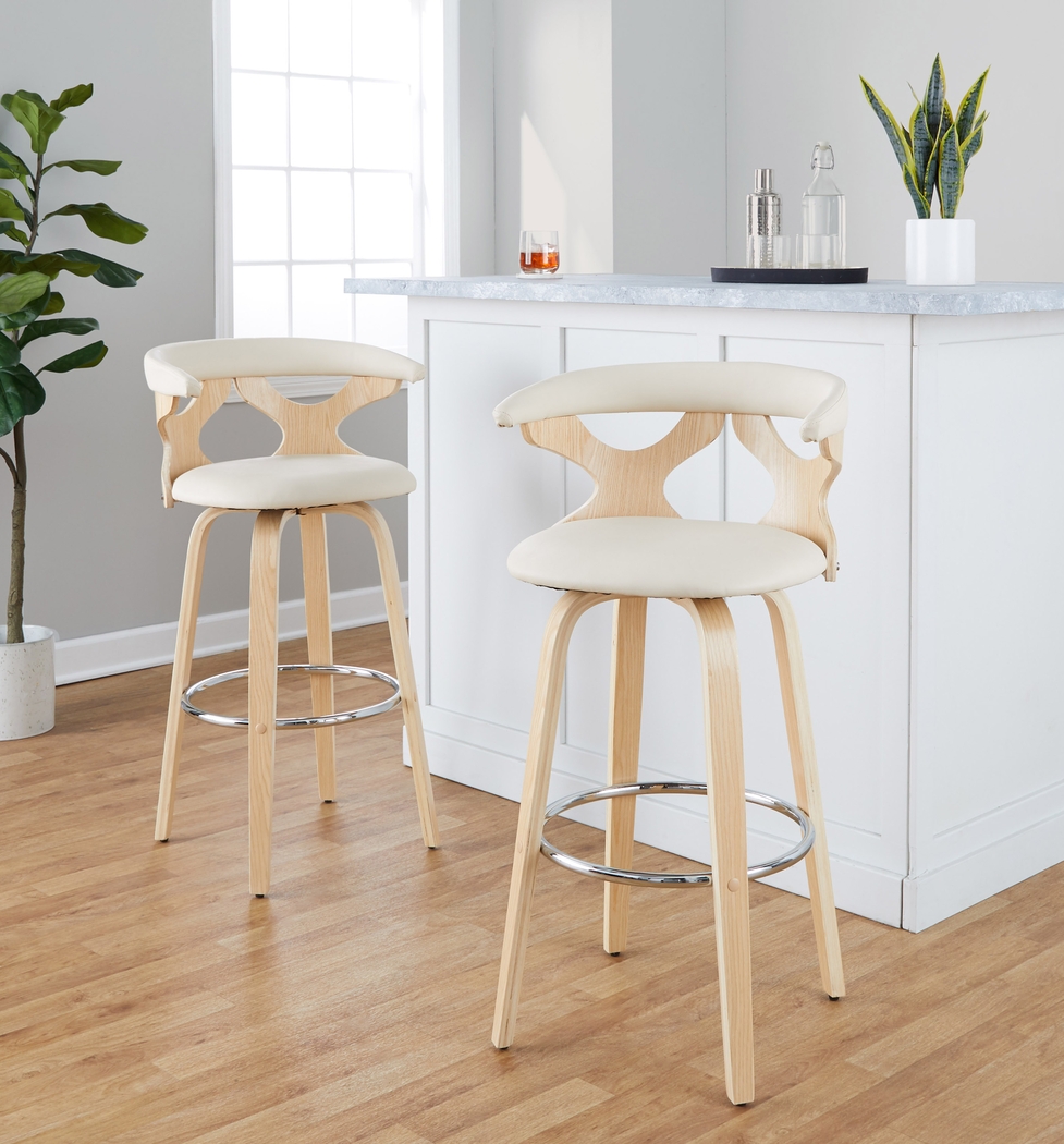 Wyndmoor IV Cream Swivel Barstool, Set of 2 - Thumbnail - Image 2