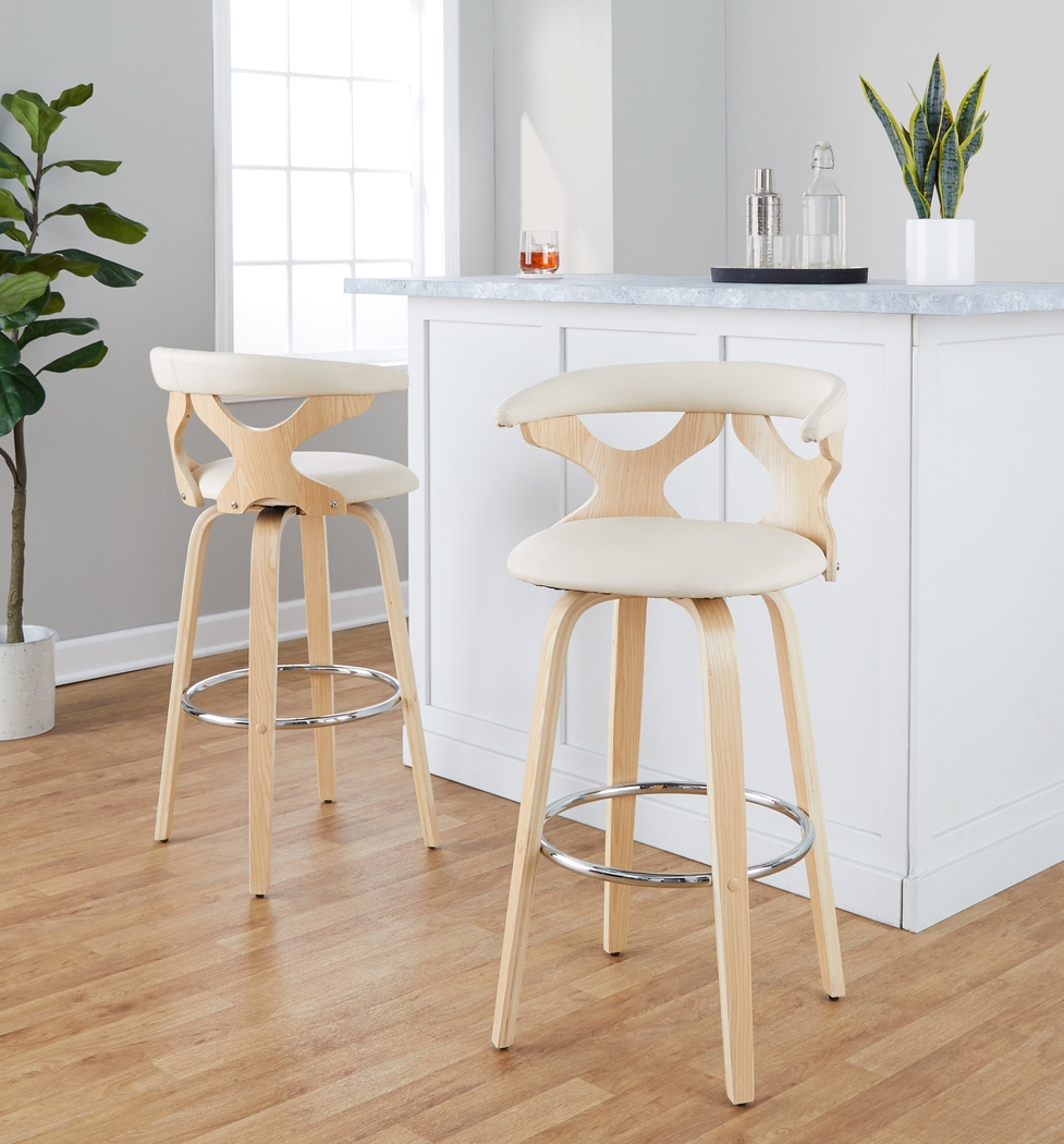 Wyndmoor IV Cream Swivel Barstool, Set of 2 - Thumbnail - Image 3