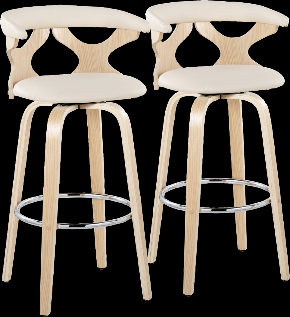 Wyndmoor IV Cream Swivel Barstool, Set of 2 - Thumbnail - Image 1