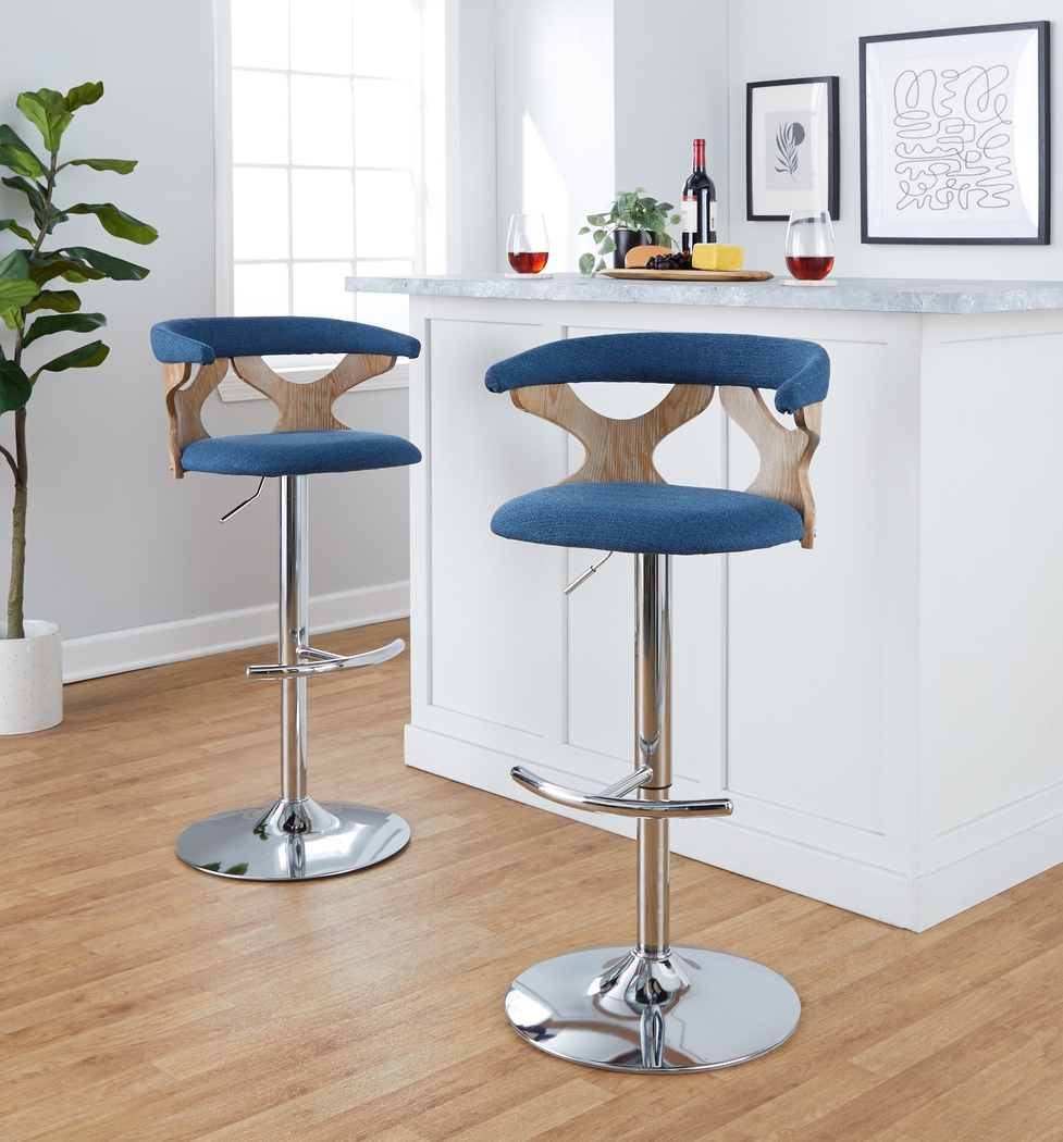 Wyndmoor IX Blue Adjustable Barstool, Set of 2 - Thumbnail - Image 2
