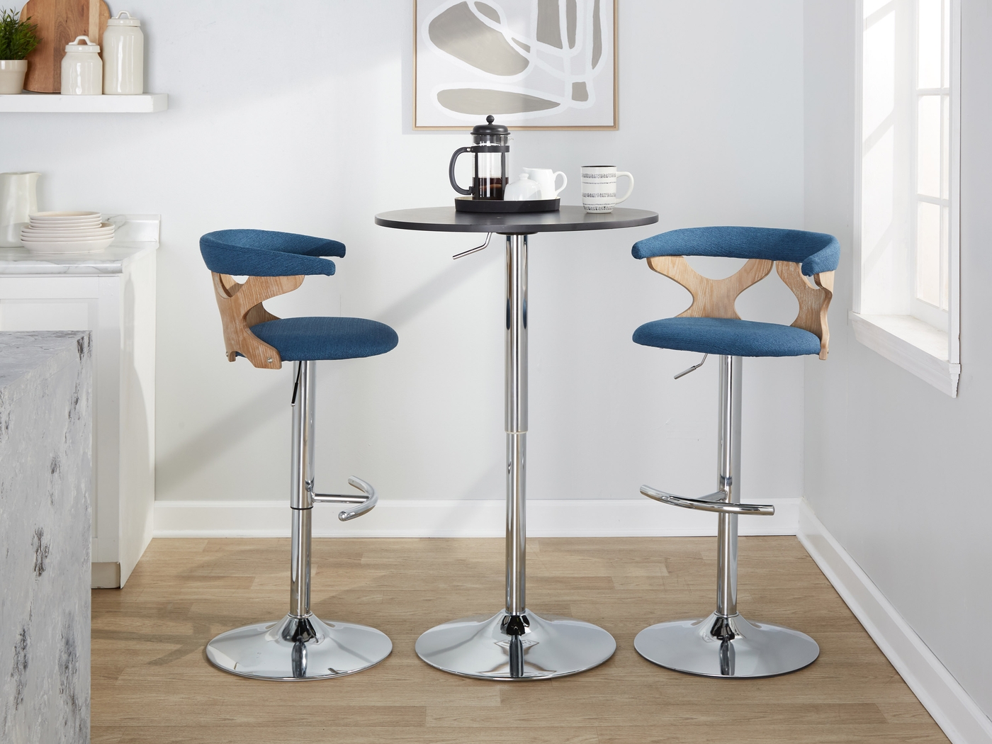 Wyndmoor IX Blue Adjustable Barstool, Set of 2 - Thumbnail - Image 3