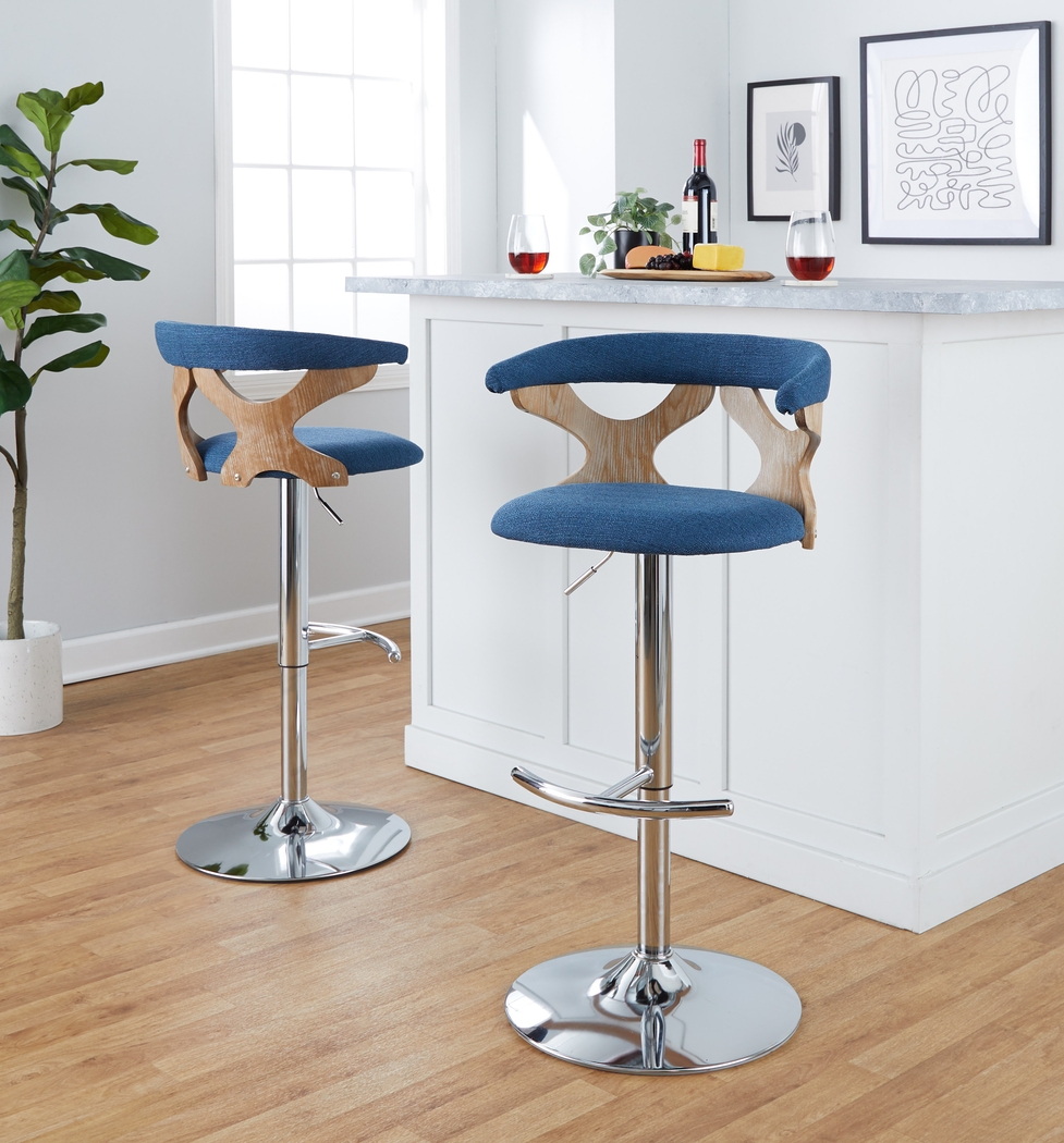 Wyndmoor IX Blue Adjustable Barstool, Set of 2 - Thumbnail - Image 4