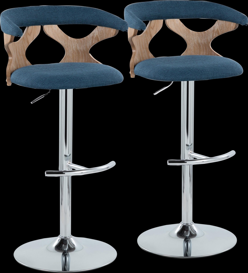 Wyndmoor IX Blue Adjustable Barstool, Set of 2 - Thumbnail - Image 1