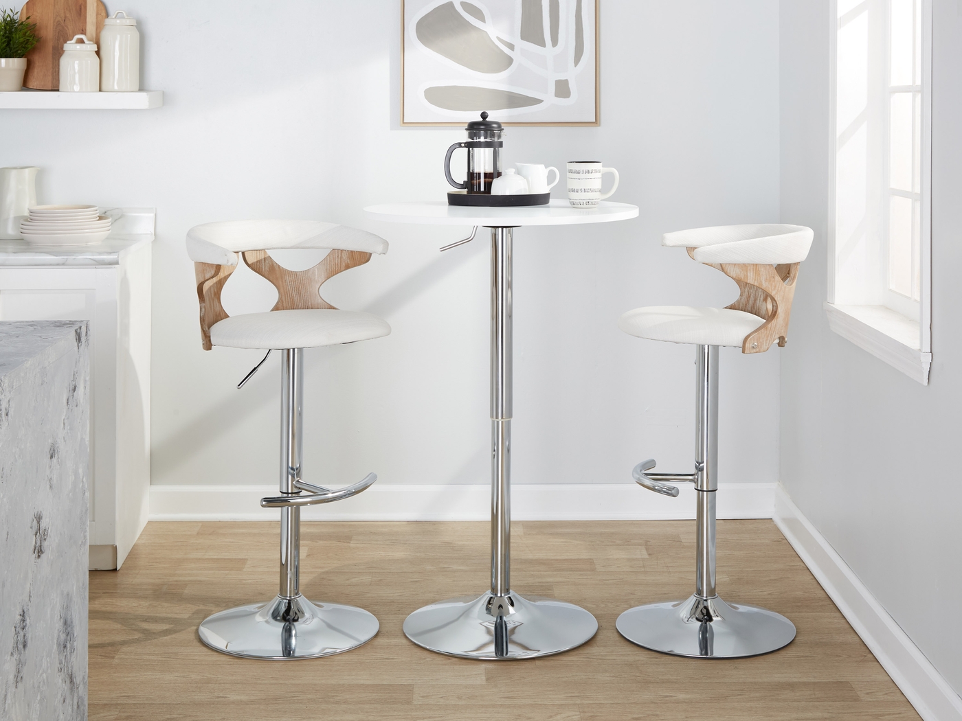 Wyndmoor IX Cream Adjustable Barstool, Set of 2 - Thumbnail - Image 3