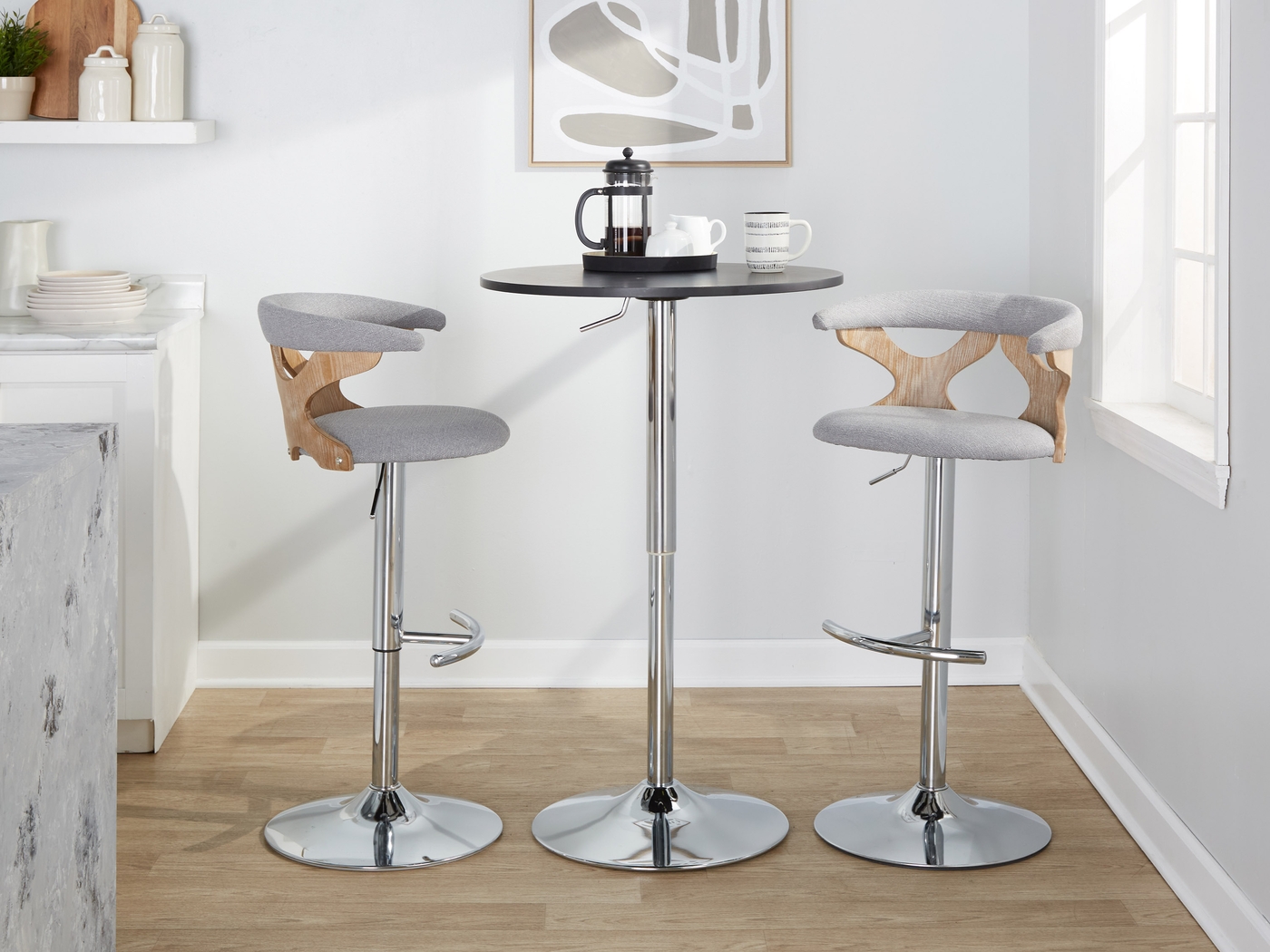 Wyndmoor IX Light Gray Adjustable Barstool, Set of 2 - Thumbnail - Image 4