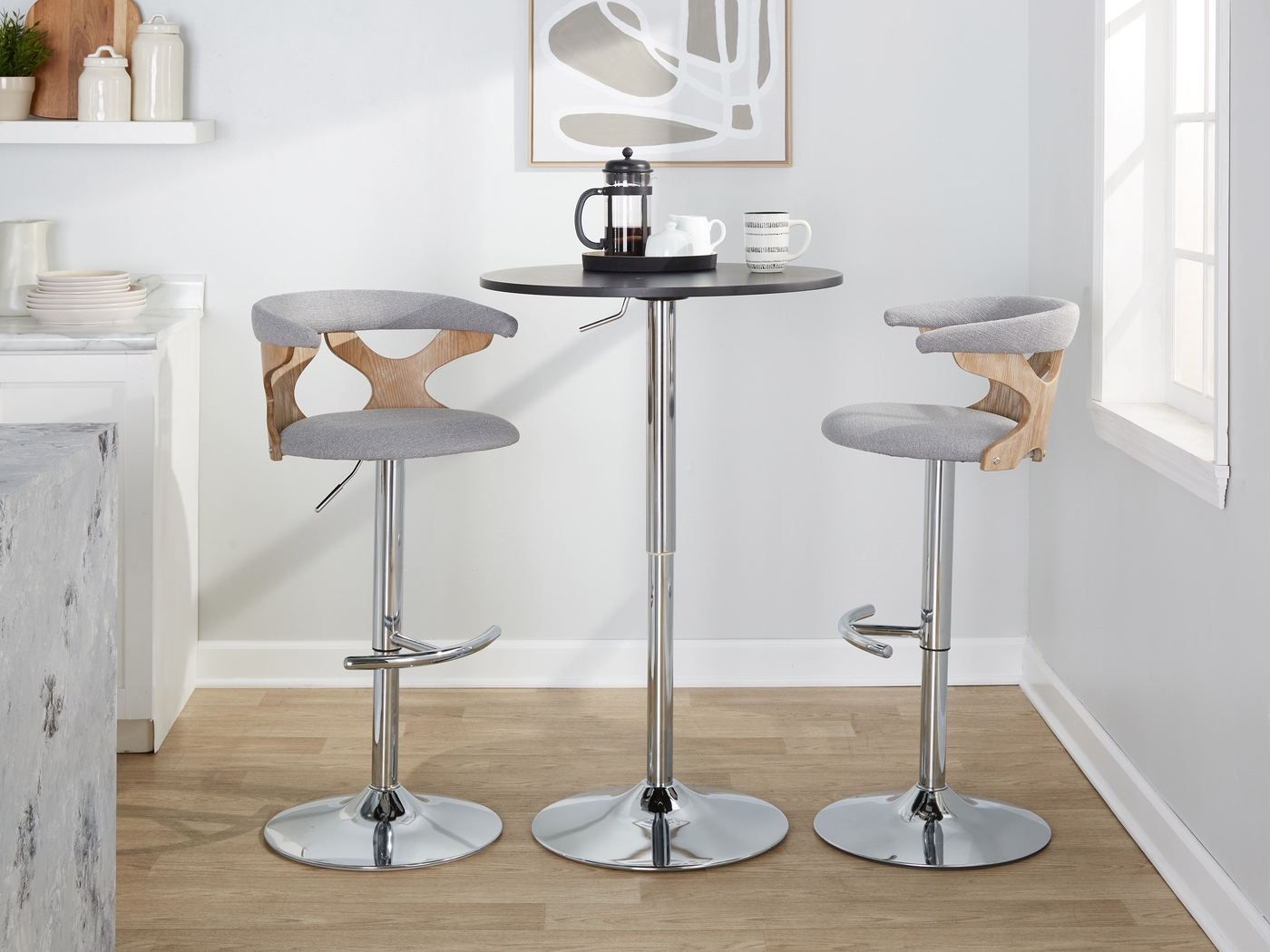 Wyndmoor IX Light Gray Adjustable Barstool, Set of 2 - Thumbnail - Image 5