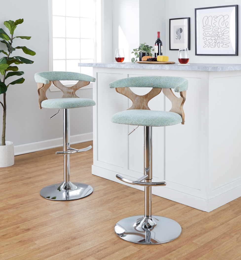 Wyndmoor IX Seafoam Adjustable Barstool, Set of 2 - Thumbnail - Image 2