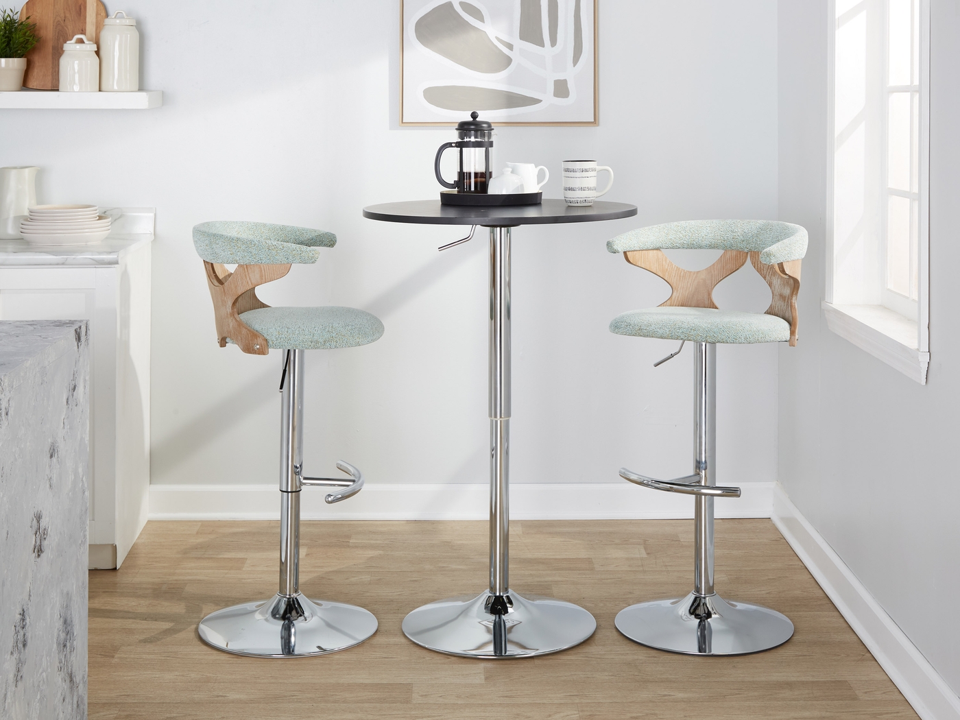 Wyndmoor IX Seafoam Adjustable Barstool, Set of 2 - Thumbnail - Image 3