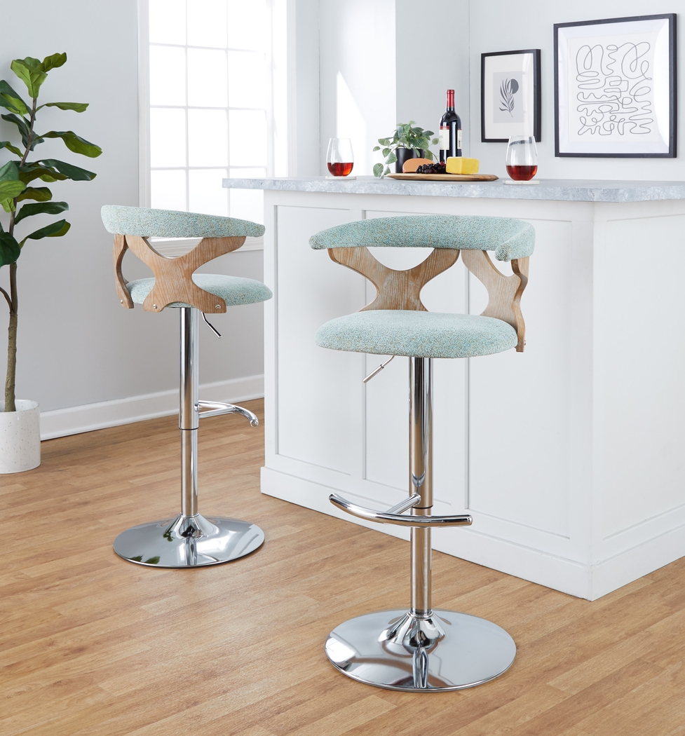 Wyndmoor IX Seafoam Adjustable Barstool, Set of 2 - Thumbnail - Image 4