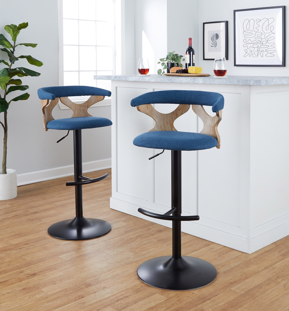 Wyndmoor VI Blue Adjustable Barstool, Set of 2 - Thumbnail - Image 2