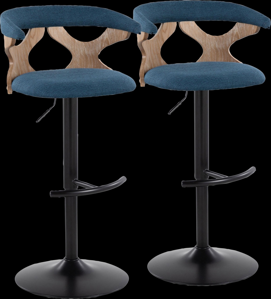 Wyndmoor VI Blue Adjustable Barstool, Set of 2 - Thumbnail - Image 1
