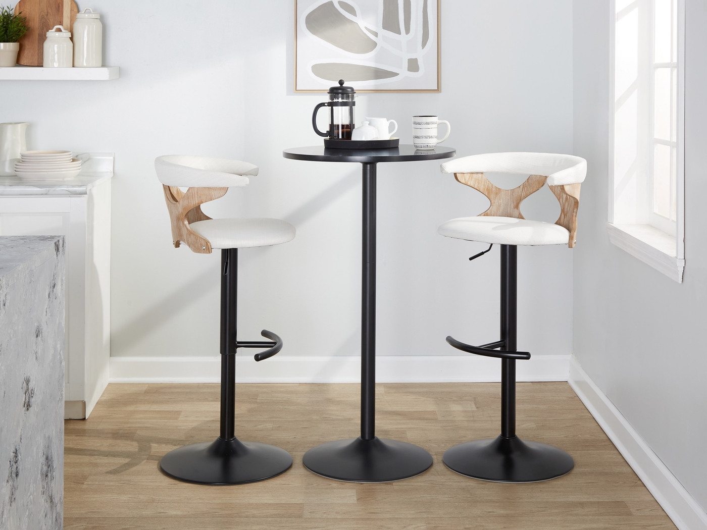 Wyndmoor VI Cream Adjustable Barstool, Set of 2 - Thumbnail - Image 3