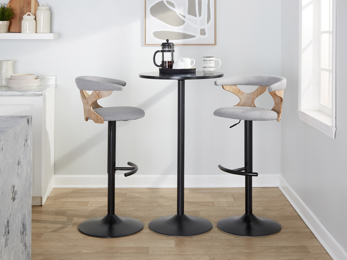 Wyndmoor VI Gray Adjustable Barstool, Set of 2 - Thumbnail - Image 3