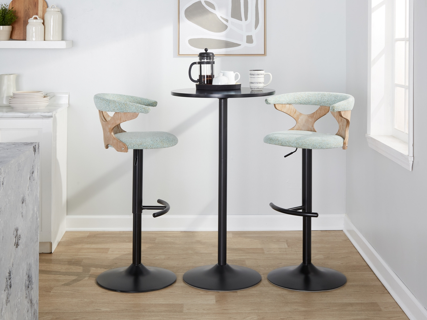 Wyndmoor VI Seafoam Adjustable Barstool, Set of 2 - Thumbnail - Image 3