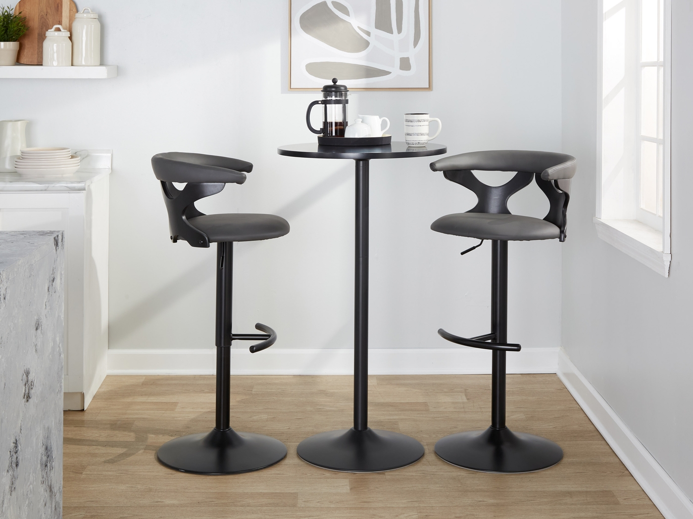 Wyndmoor VII Black Adjustable Barstool, Set of 2 - Thumbnail - Image 3