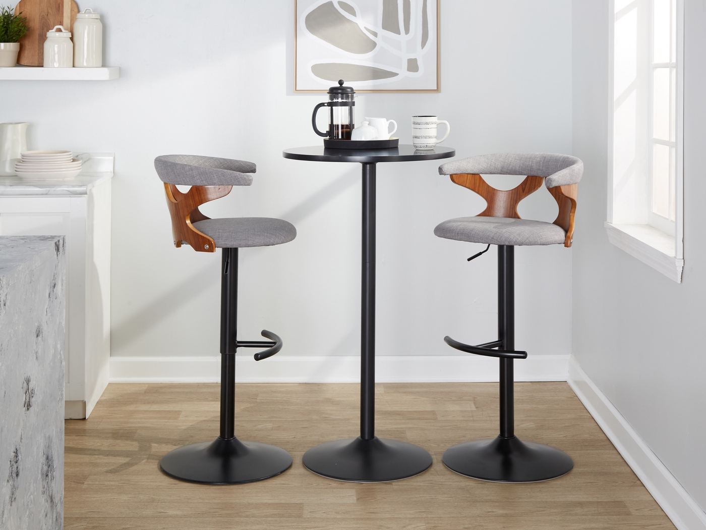 Wyndmoor VIII Gray Adjustable Barstool, Set of 2 - Thumbnail - Image 3