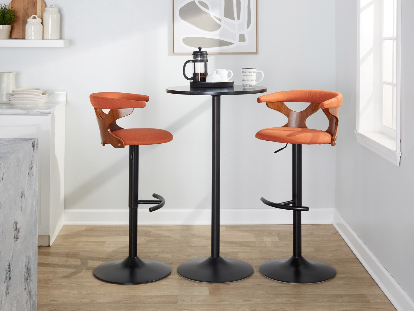 Wyndmoor VIII Orange Adjustable Barstool, Set of 2 - Thumbnail - Image 3