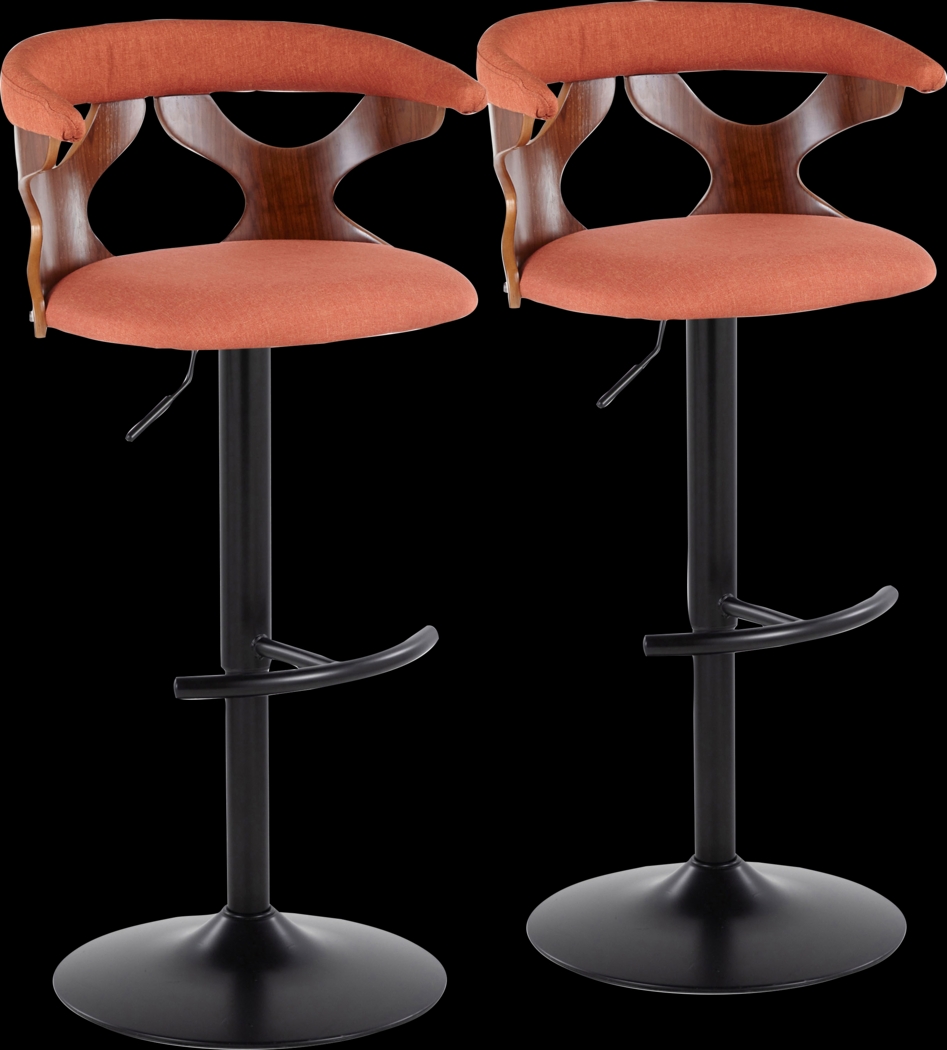 Wyndmoor VIII Orange Adjustable Barstool, Set of 2 - Thumbnail - Image 1