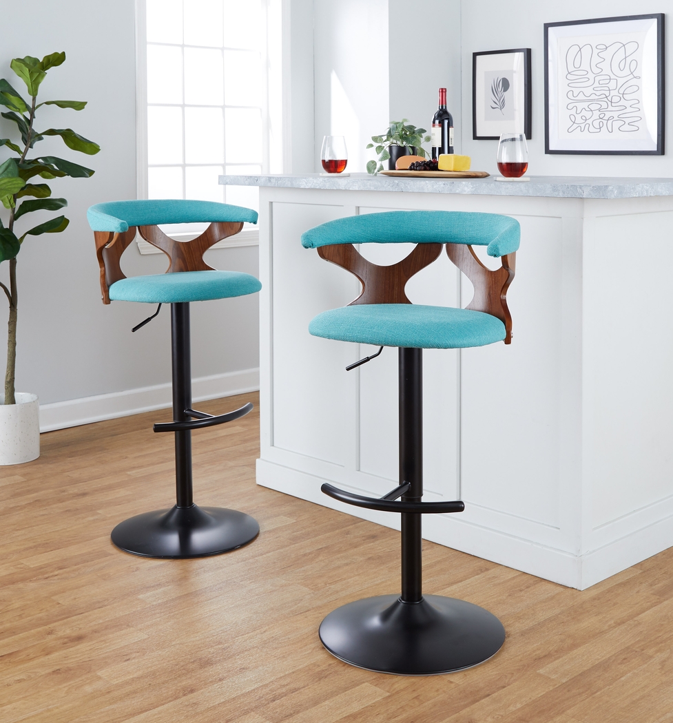Wyndmoor VIII Teal Adjustable Barstool, Set of 2 - Thumbnail - Image 2
