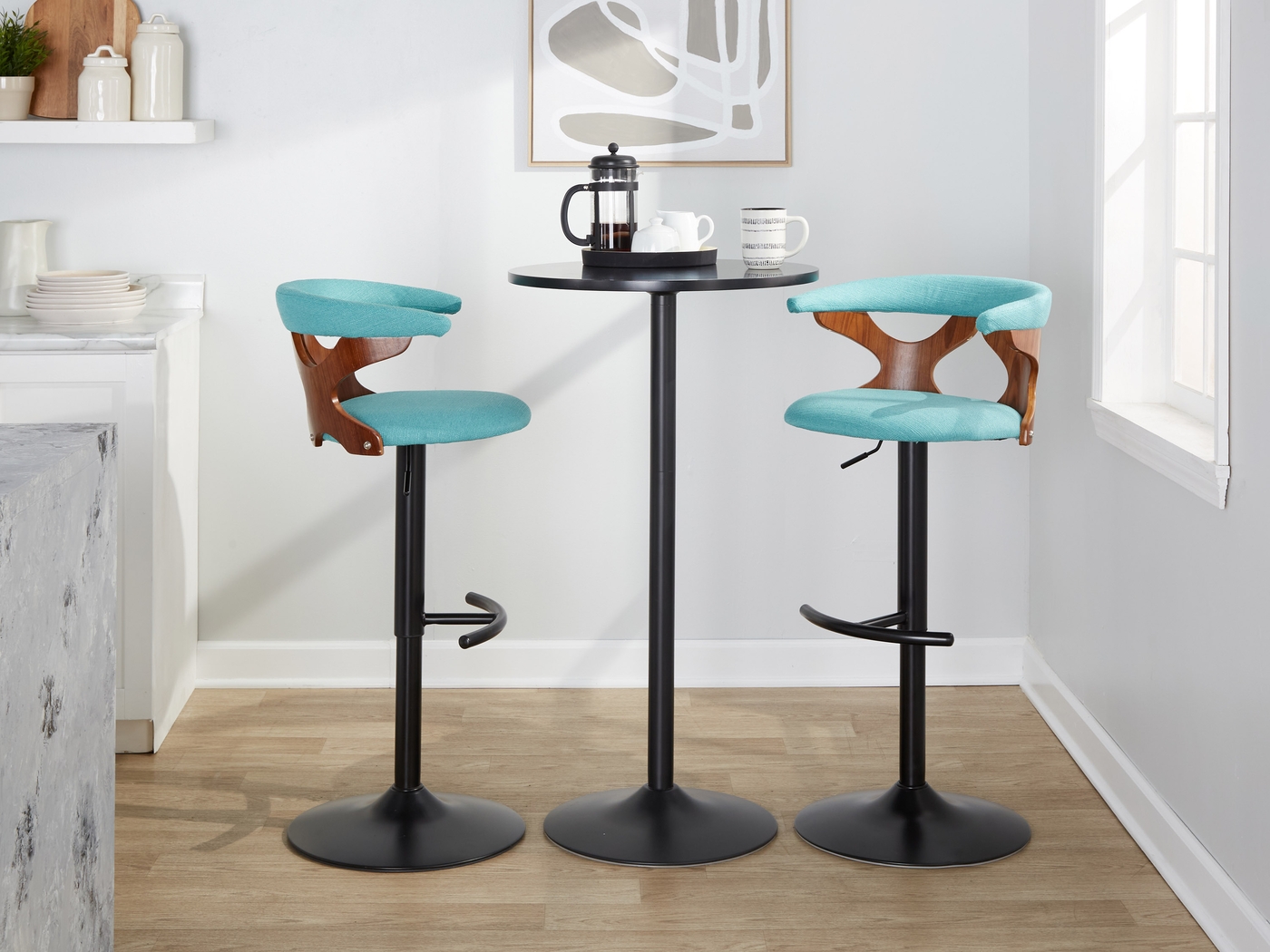 Wyndmoor VIII Teal Adjustable Barstool, Set of 2 - Thumbnail - Image 3