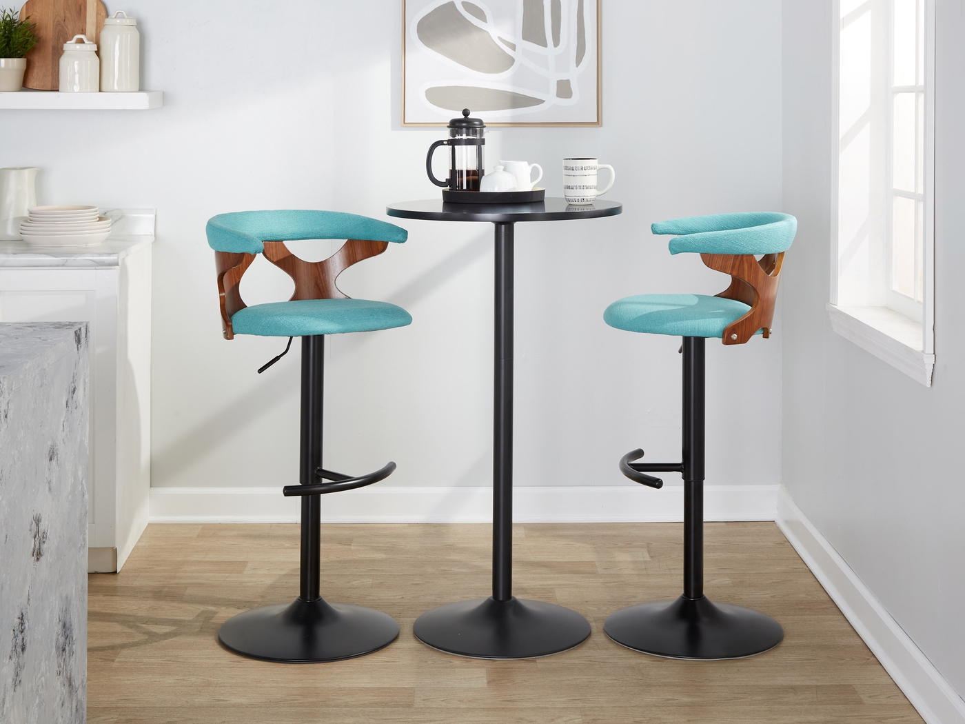 Wyndmoor VIII Teal Adjustable Barstool, Set of 2 - Thumbnail - Image 5