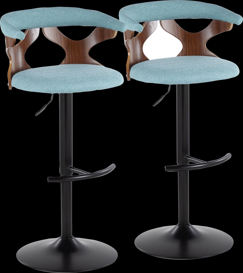 Wyndmoor VIII Teal Adjustable Barstool, Set of 2 - Thumbnail - Image 1