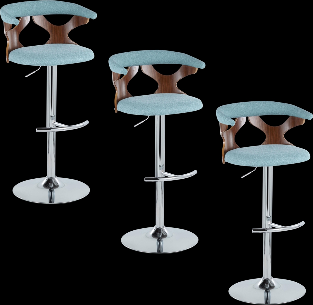 Wyndmoor VIII Teal Adjustable Swivel Barstool, Set of 3 - Thumbnail - Image 1