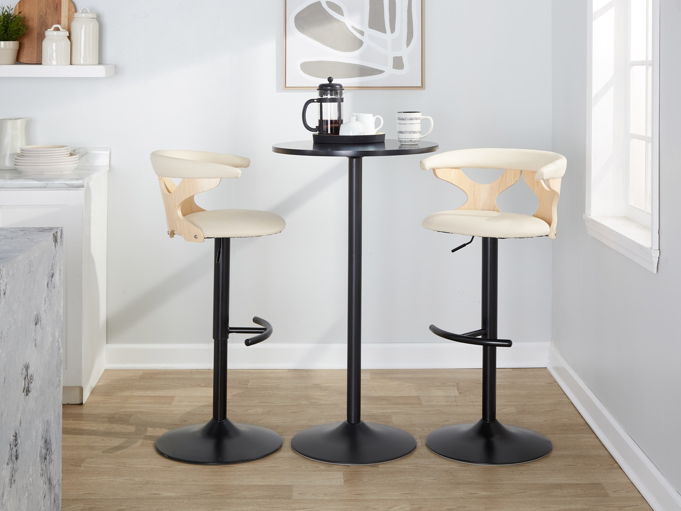 Wyndmoor X Cream Adjustable Barstool, Set of 2 - Thumbnail - Image 3