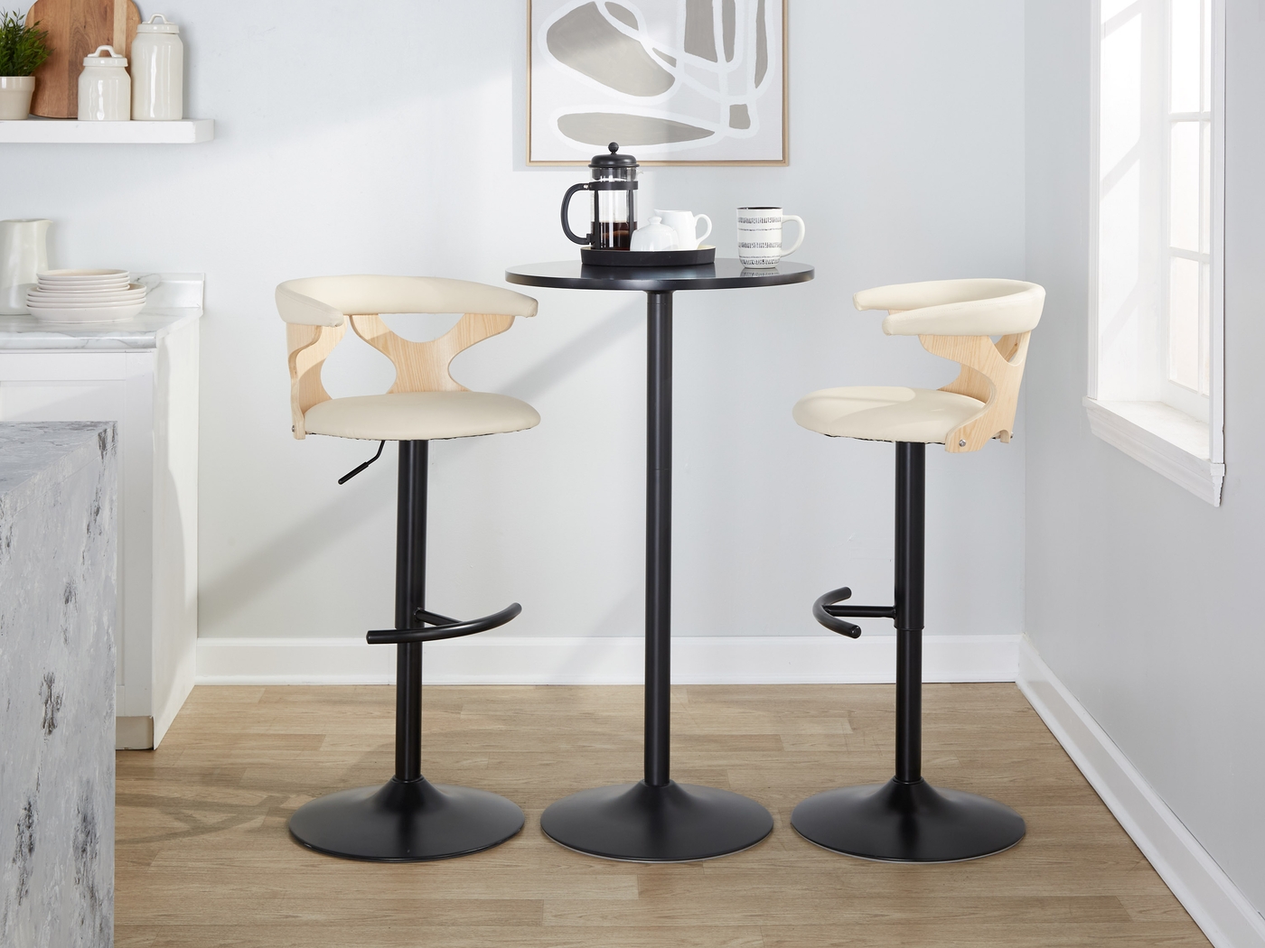 Wyndmoor X Cream Adjustable Barstool, Set of 2 - Thumbnail - Image 5