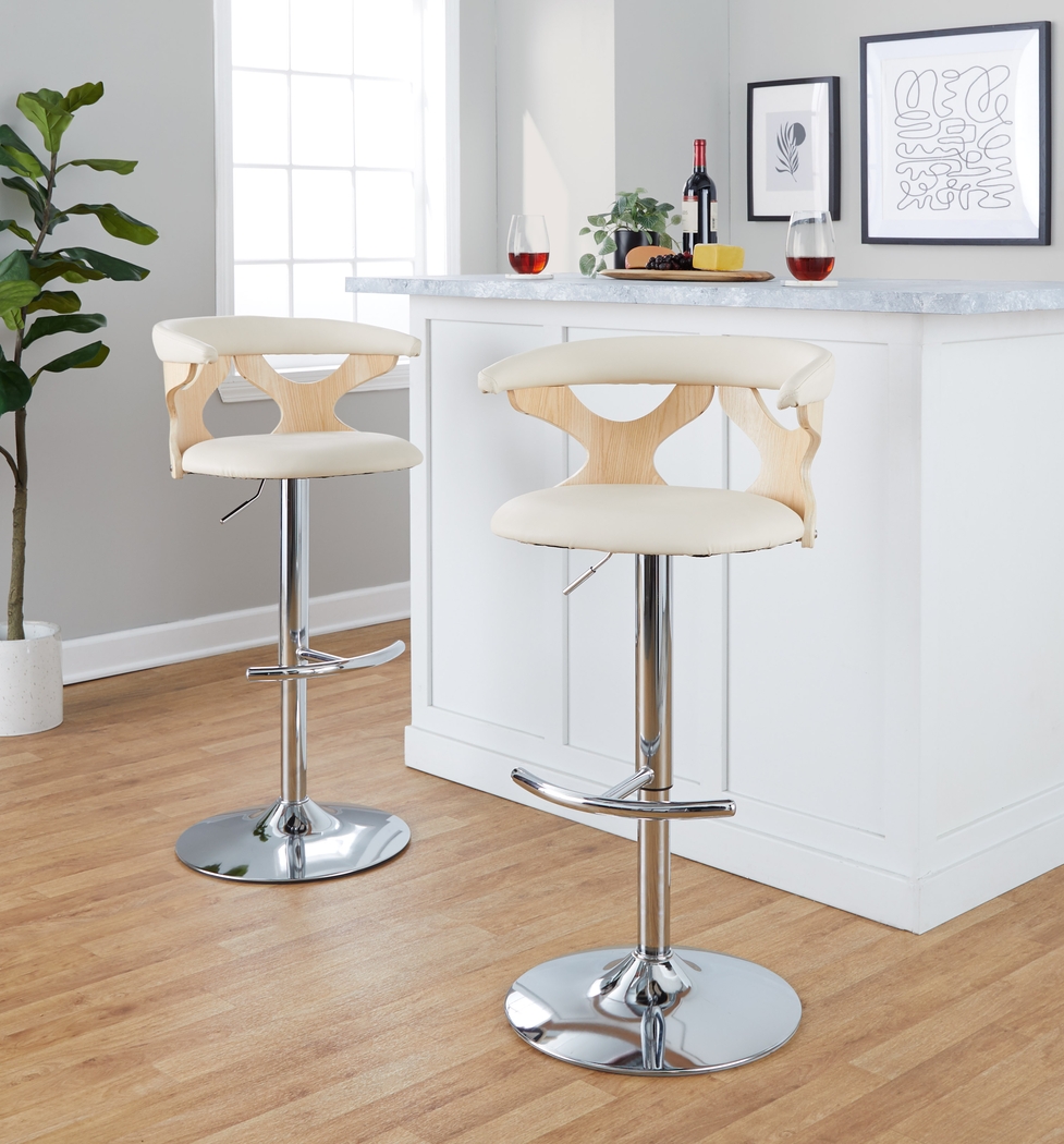 Wyndmoor XIV Cream Adjustable Barstool, Set of 2 - Thumbnail - Image 2