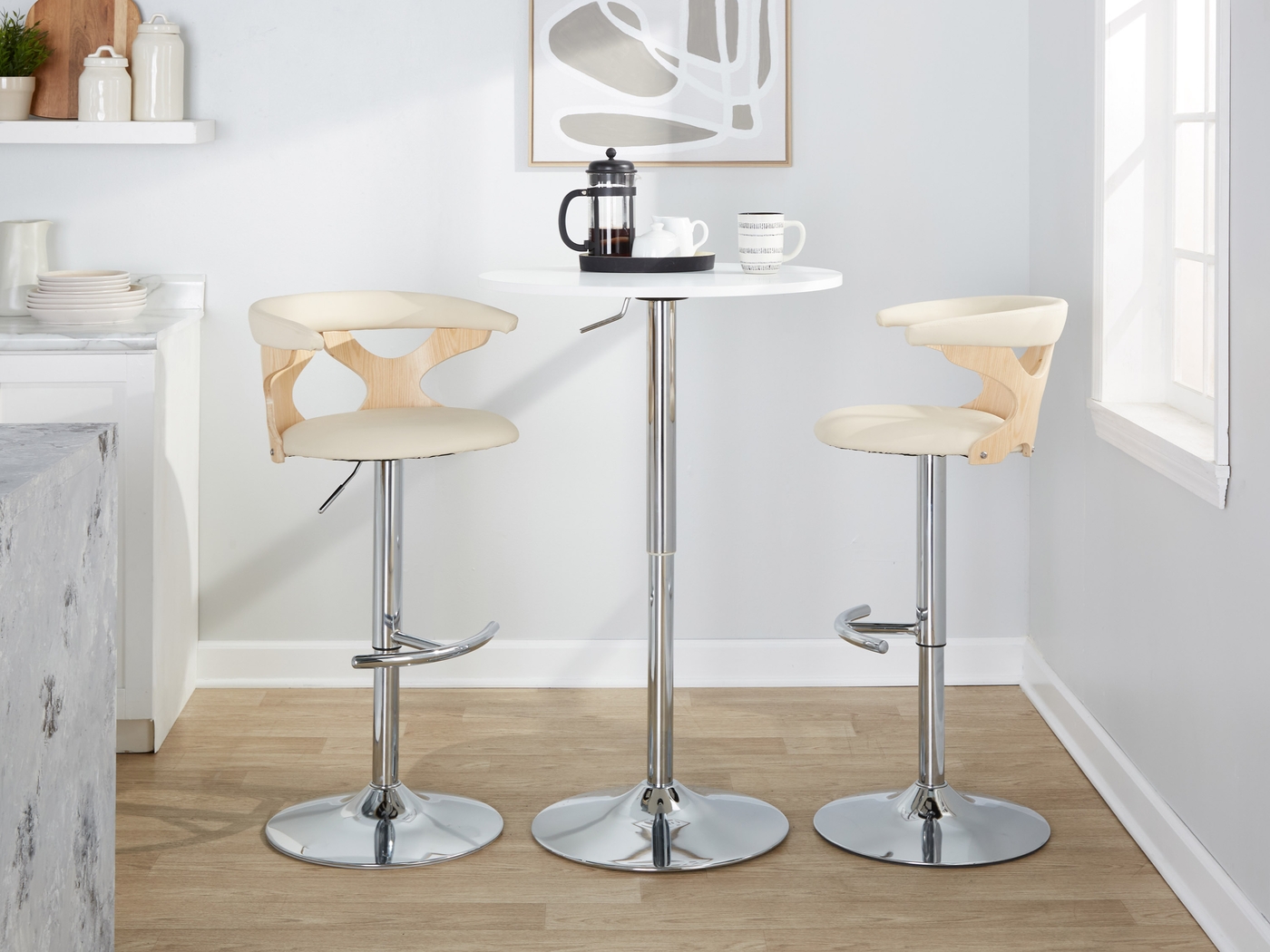 Wyndmoor XIV Cream Adjustable Barstool, Set of 2 - Thumbnail - Image 5