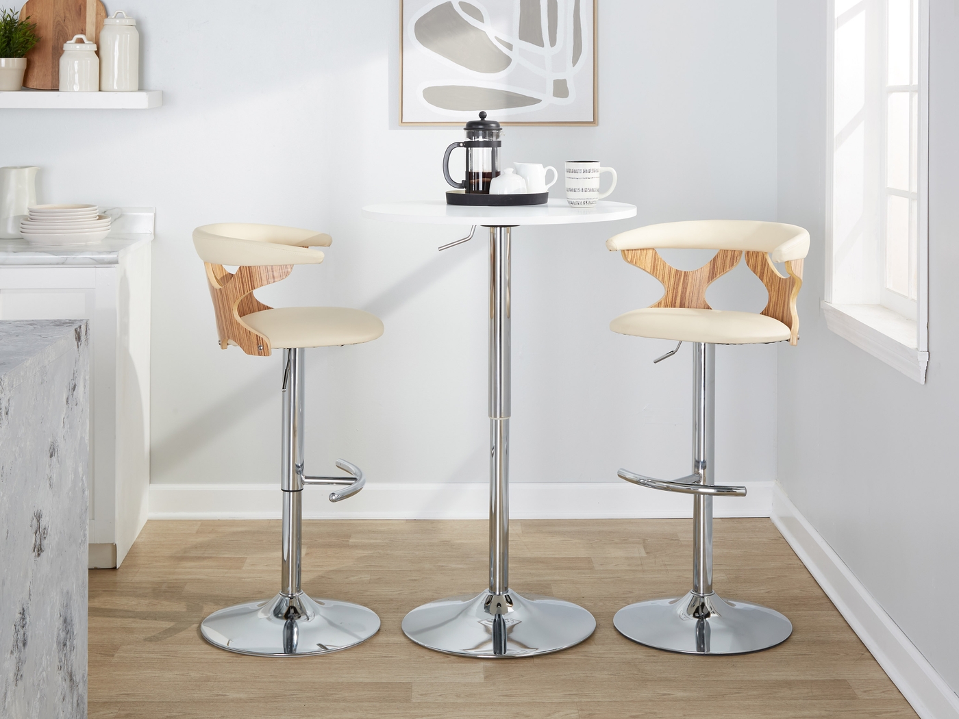 Wyndmoor XVI Cream Adjustable Barstool, Set of 2 - Thumbnail - Image 3