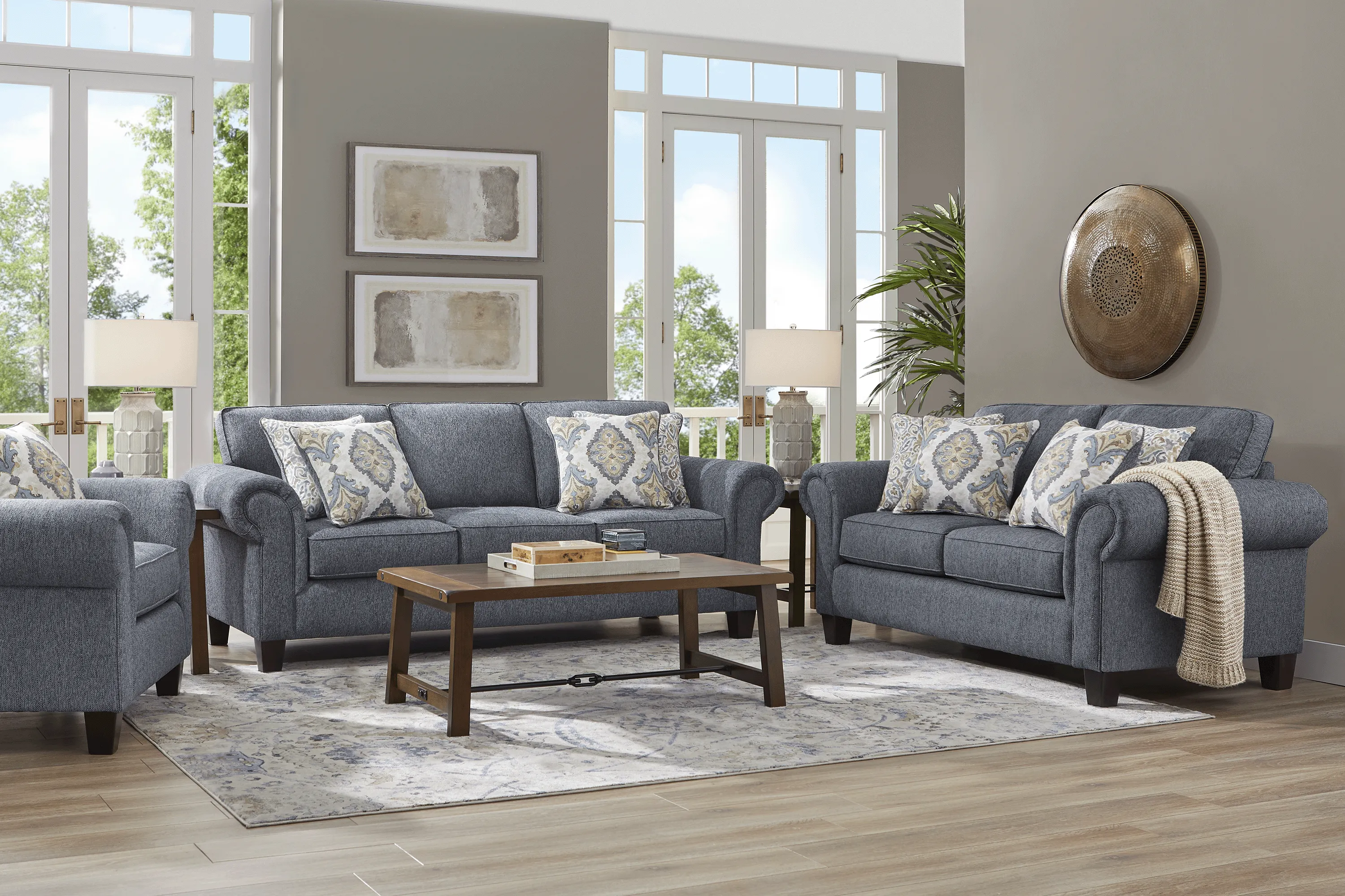 Wyndsor Way Blue 8 Pc Living Room - Thumbnail - Image 1
